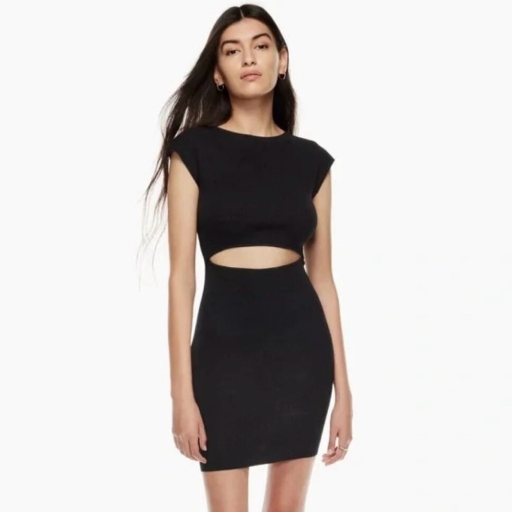 Wilfred Black Ribbed Cutout Dress